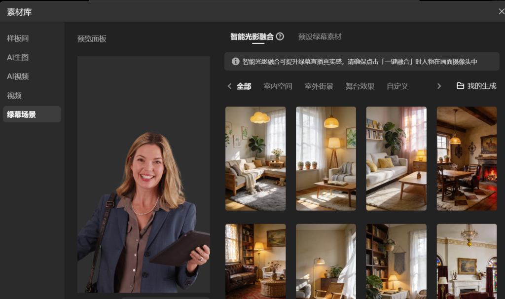 [硬件]：绿幕抠像与AI背景生成搭配